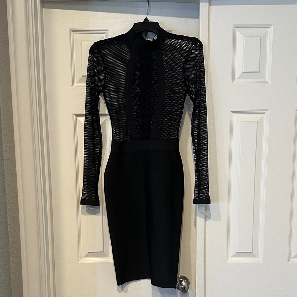 Chic Black Lace Long Sleeve Dress